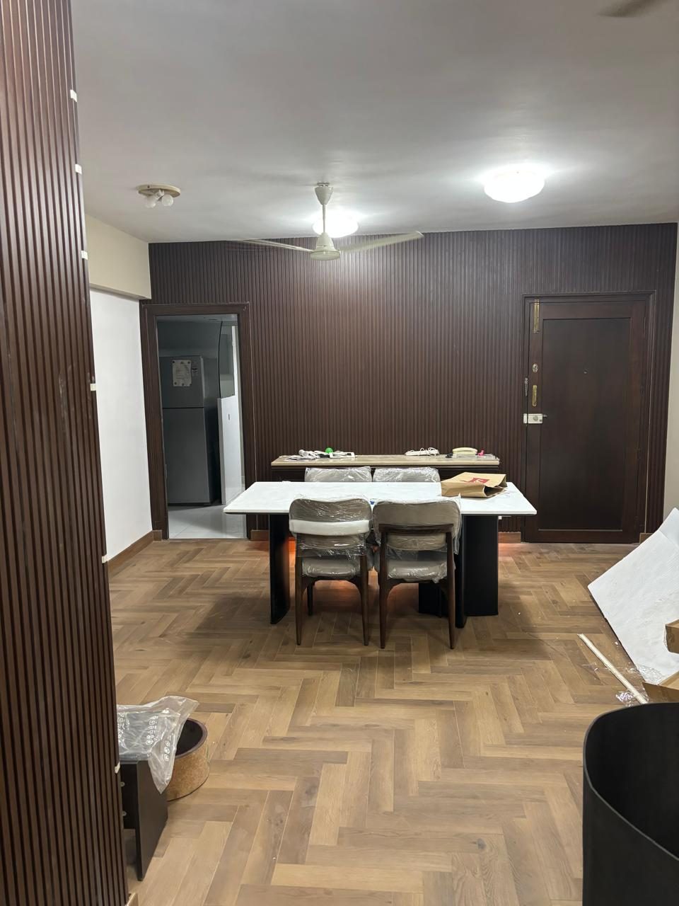 Wudonn fluted wall panels in a dining room