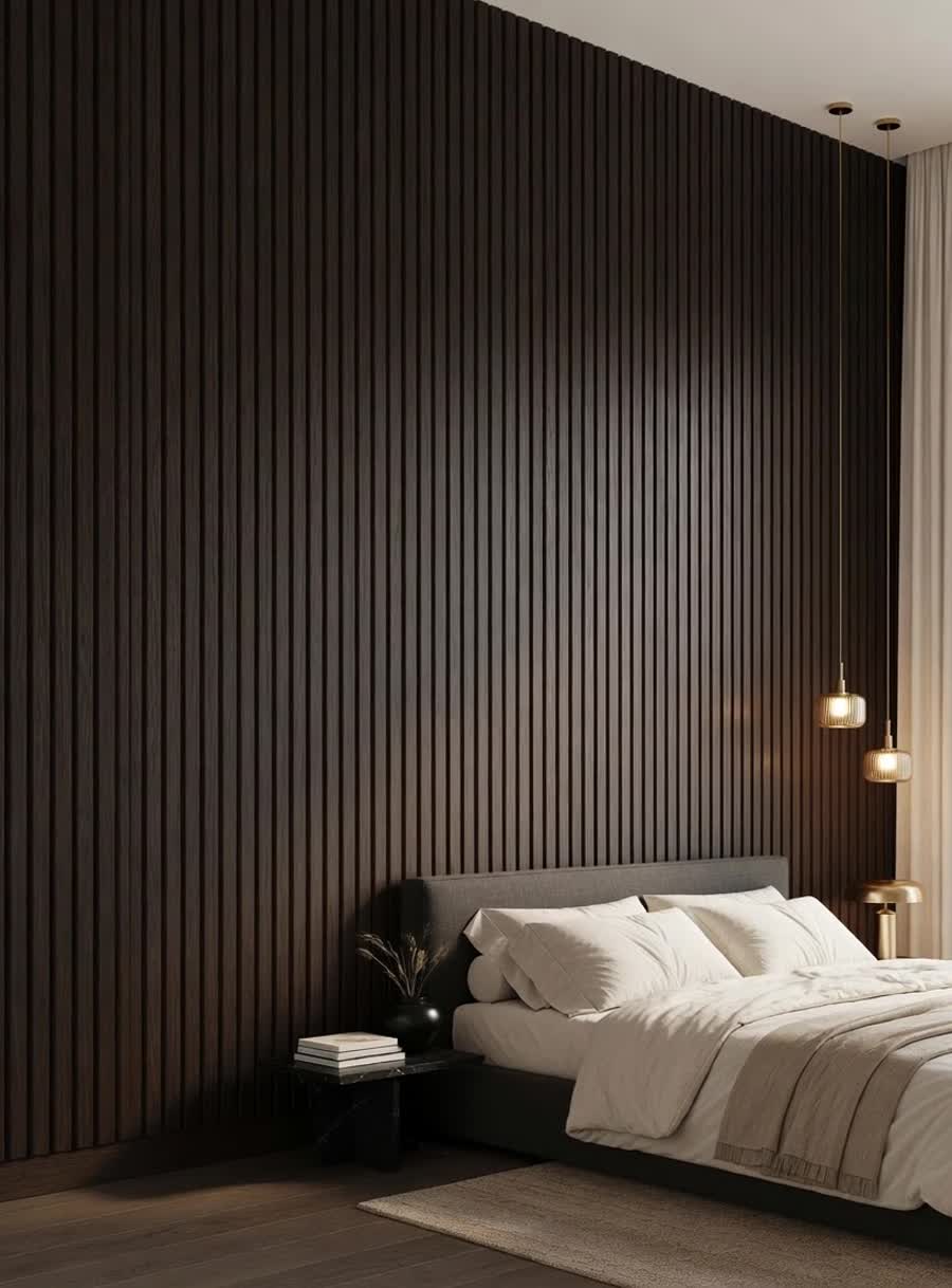 Slim batten charcoal wall