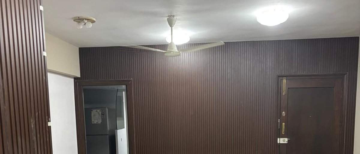 Charcoal louvers feature wall