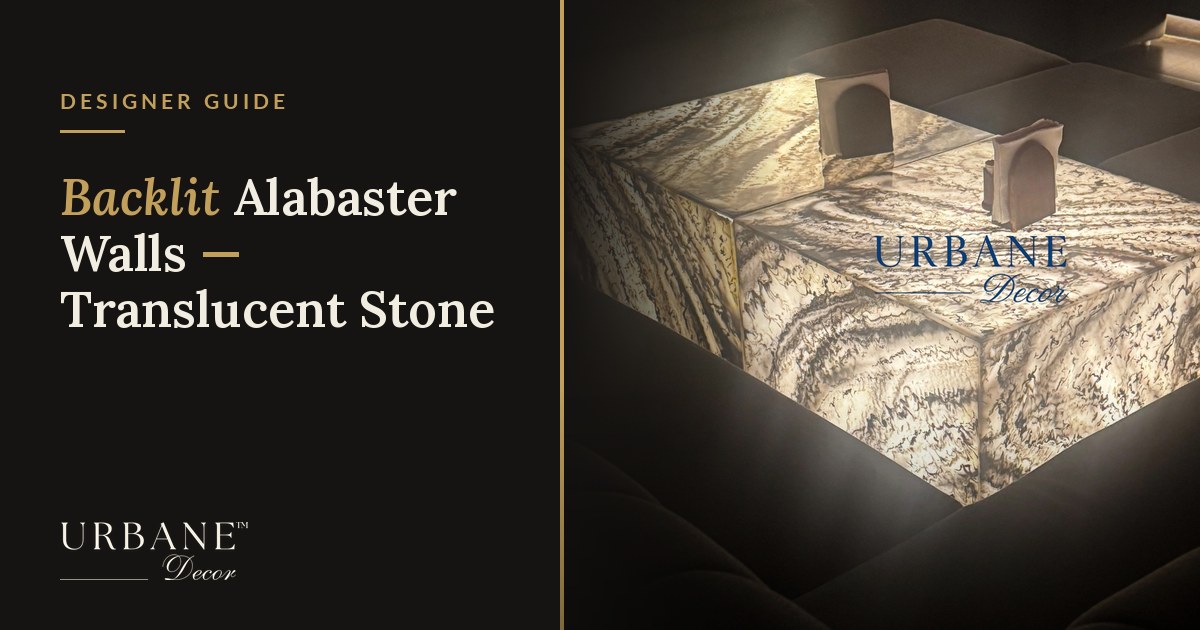 Backlit translucent alabaster stone wall panel
