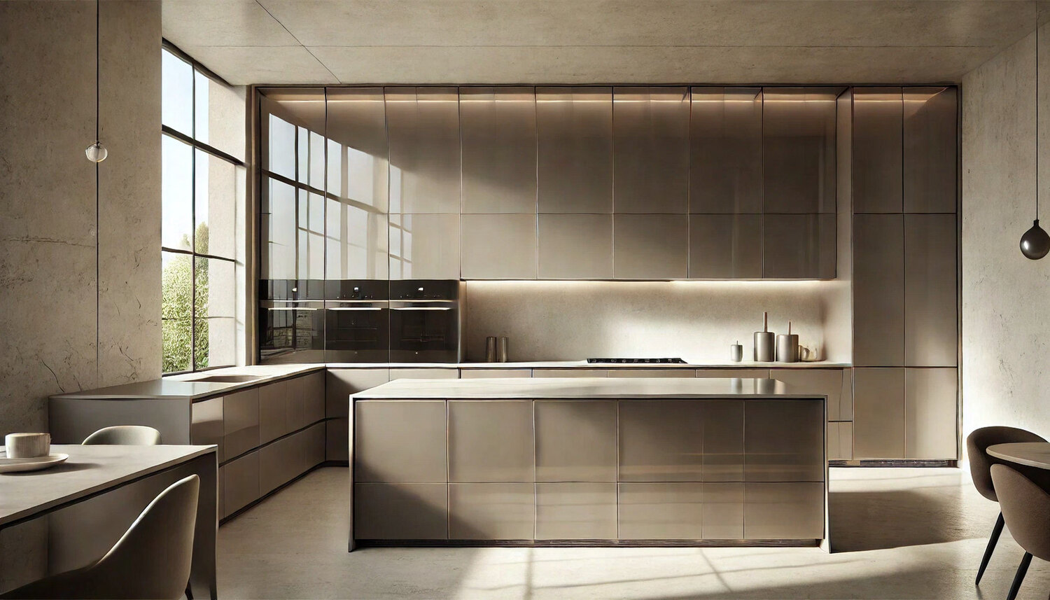 High-gloss acrylic kitchen cabinets