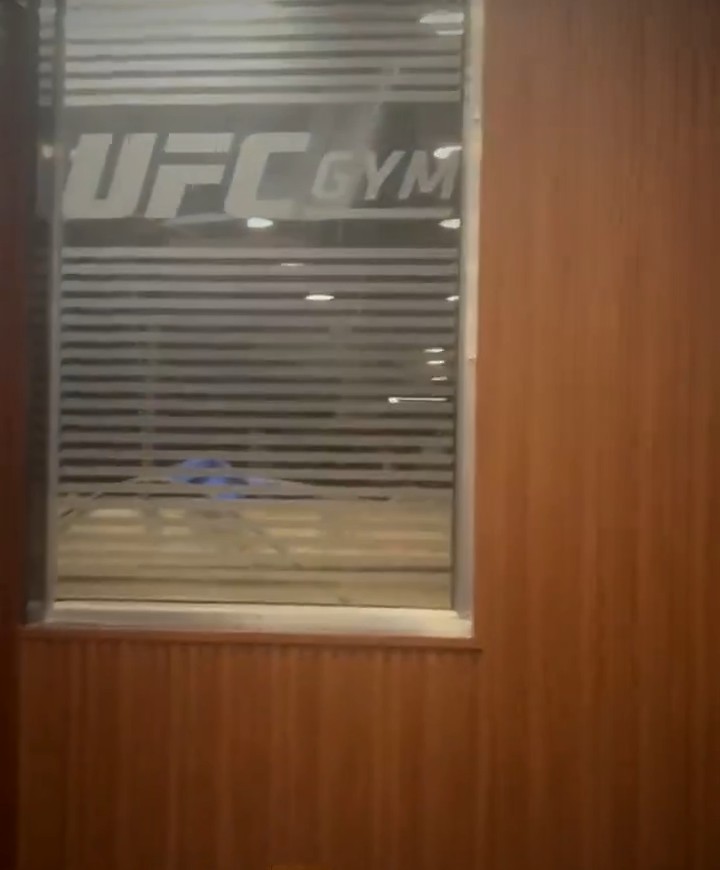 UFC Gym wall after installation - Wudonn D-2 wood-finish WPC wall panels
