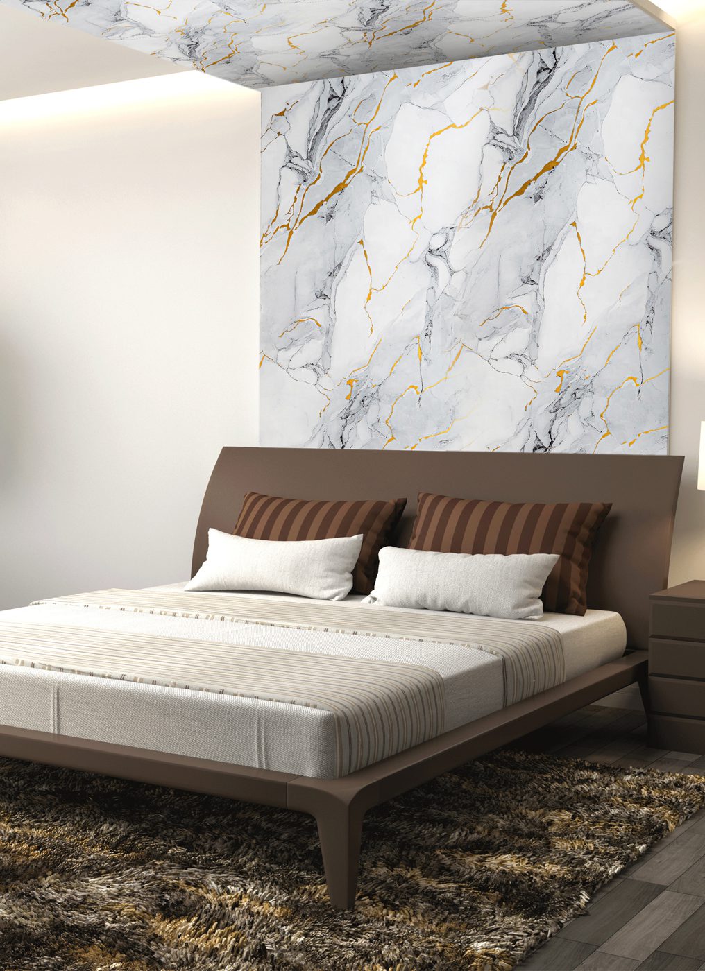Maestà calacatta feature wall in a bedroom