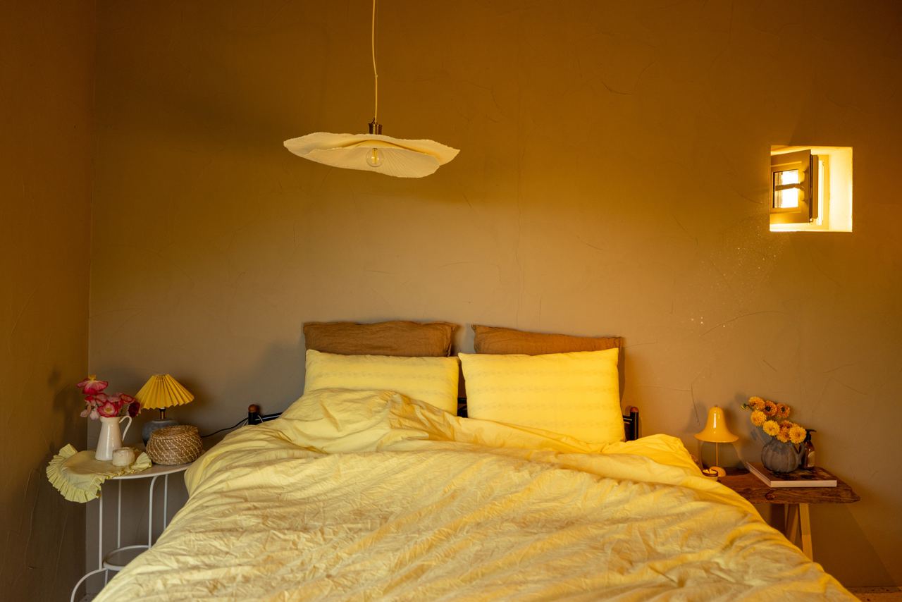 Warm LED lighting in a bedroom interior
