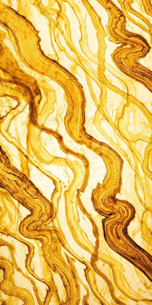 The same amber Dorata alabaster sheet lit from behind, glowing with deep gold and brown veining