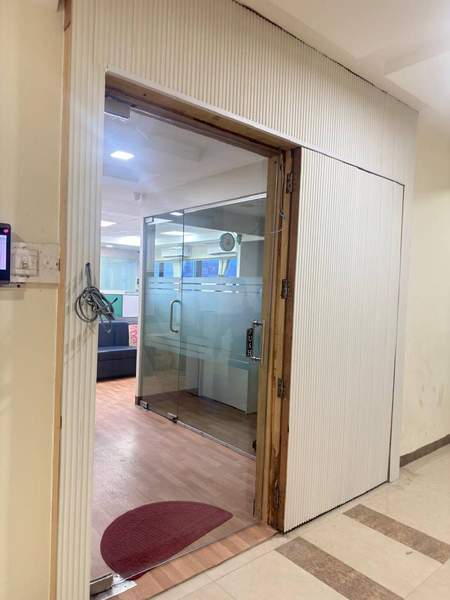 Wall panels on a corporate office entrance